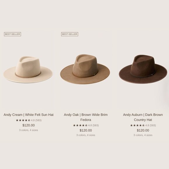 Will + Bear Andy Oak Wide Brim Felt Fedora (Brown, Size Large) — Like New - Picture 8 of 16